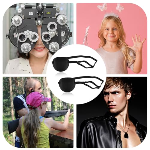 Tyqour 2 Stück Augenklappe Medizinisch, Verstellbare Piraten Augenklappe Pirat Eye Patches, 3D Medizinische Augenklappen Medical Eyepatch für Erwachsene Kinder Linke Oder Rechte Augen