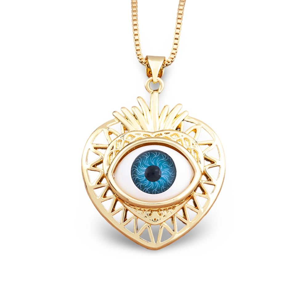 Accesorios para niñas, colgante chapado en oro con incrustaciones de ojo turco en forma de corazón, joyería para mujer, collar de regalos románticos para fiesta de compromiso