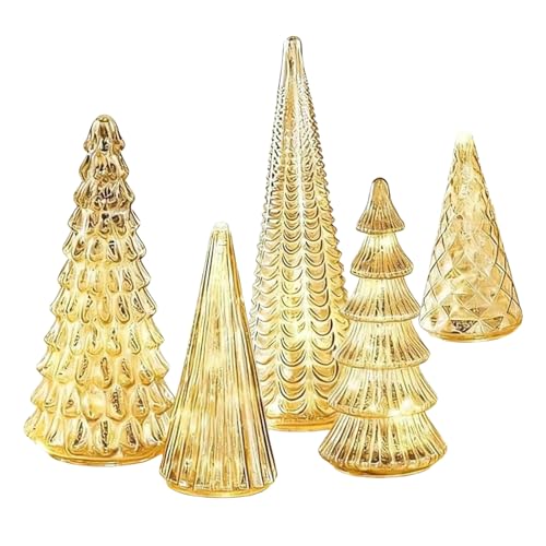 Centros de mesa artificiales en forma de árbol de Navidad con luces para regalar 7