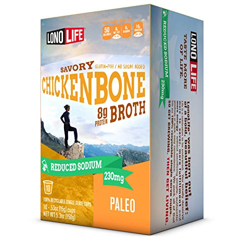 image for LonoLife Reduced Sodium Chicken Bone Broth Powder with 10g Protein, Pa