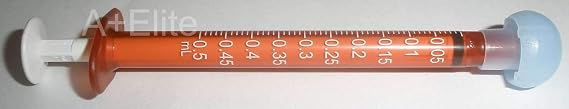 BAXA ExactaMed Oral Liquid Medication Syringe 0.5cc/0.5mL 10/PK Amber Medicine Dose Dispenser with Cap Exacta-Med Baxter Comar Latex Free