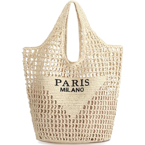 Image of Hommtina Straw Beach Bag - Womens Crossbody Shoulder Vacation Purse for Summer