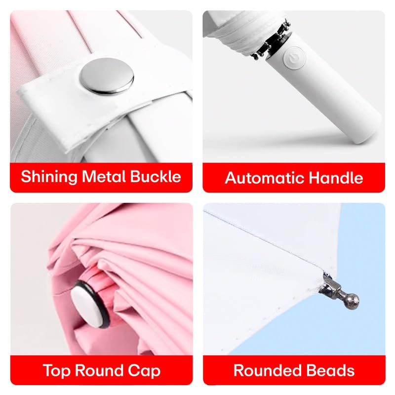 Image of PRIME PICK Gradient Automatic Umbrella - Windproof and UV-Resistant Foldable Umbrella with One-Button Auto Open Close, Sturdy Frame, Compact and Travel-Friendly