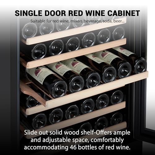 Image of 24'' Wine fridge - 46 Bottle Capacity wine cooler refrigerator, Stable Temperature Control, Digital Control Panel, Stainless Steel & Tempered Glass, Safety Lock,Lockable Wine Cellar for Home, Bar