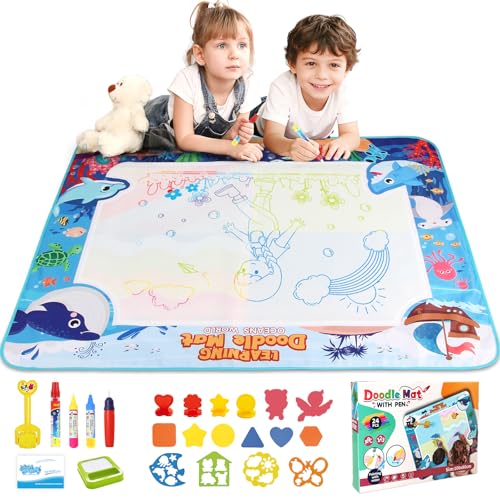 chellago Spielzeug Kinderspielzeug ab 1, 2, 3 Jahren - Malmatte mit Wasserstift, Aqua Magic Doodle Painting Mat Geschenk zum Geburtstag oder als Belohnung für Mädchen und Jungen von 1, 2, 3 Jahren