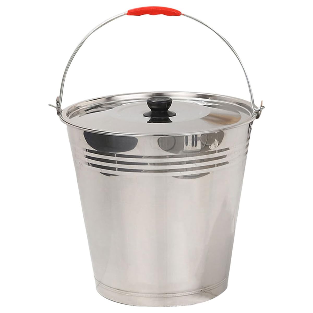Ipetboom Cubo de Acero Inoxidable Cubo Utilitario Portátil con Tapa y Asa de 8l con Fondo Extra Pesado para Uso Doméstico y Exterior