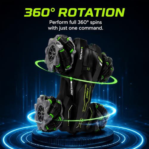 Image of Amazon Brand - Jam & Honey Remote Control Drift Stunt Car Toy | 4x4 RC Car for Kids & Adult | High Speed Racing Car | Omni-Directional Wheels | 360 Rotation | Double Sided Driving | RGB Lights Music