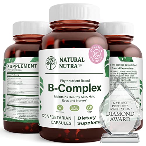 Natural Nutra Vitamin B Complex With Niacin, Pantothenic Acid, Folate, Thiamin, Biotin, Supports Nervous System Health, Healthy Skin, Eyes And Hair, Whole Food Supplement, 120 Vegetarian Capsules #TOP8