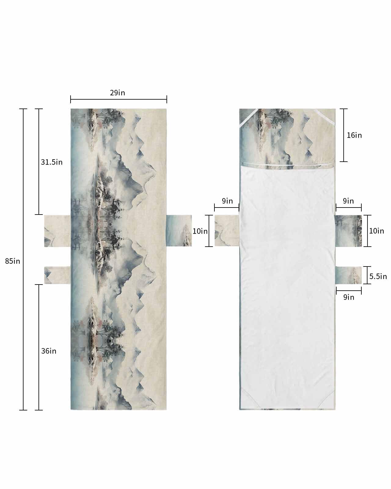 Landscape Painting Beach Lounge Chair Towel Cover, Soft Chaise Lounge Towel with Side Pockets Patio Pool Chairs Cover for Beach/Pool Sunbathing 29x85 Watercolor Mountains Farmhouse