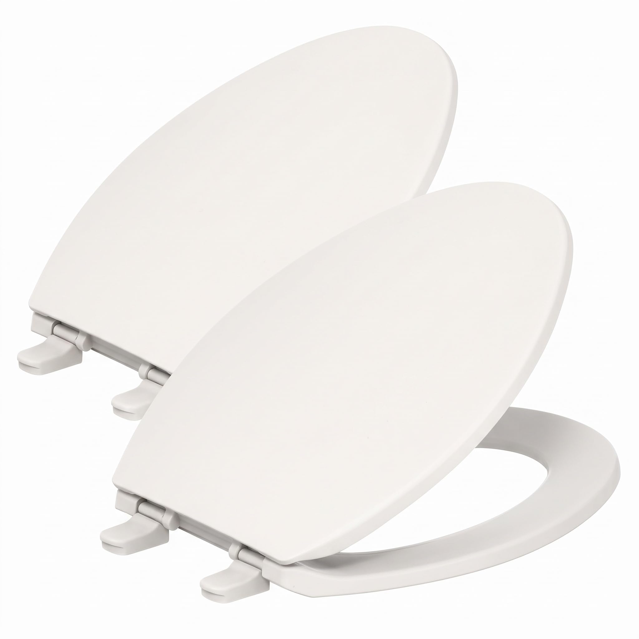 KOHLER 20110-96 Brevia, Slow Close Toilet Seat, Elongated Toilet Seat, Grip-Tight Bumpers Quick-Attach Hardware, Biscuit (Pack of 2)