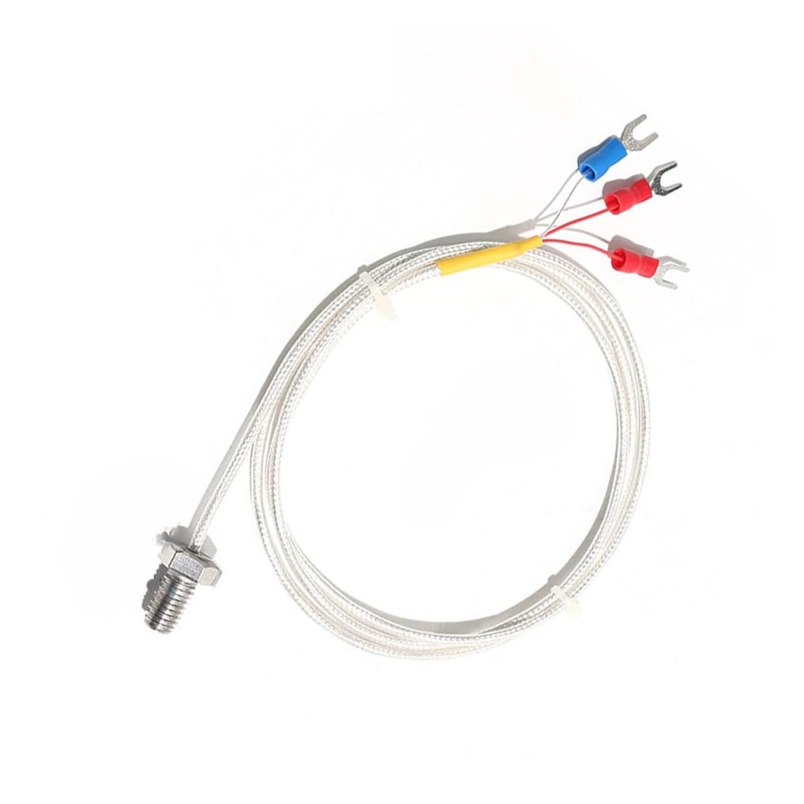 Sensor de temperatura de resistencia PT100 M3/M4/M5/M6/M8 Montaje de tornillo de rosca Cable plateado 0,5 M/1M/2M 0~200 ℃(M5,Cable length 1M)