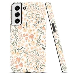 Phone Case for Samsung Galaxy S21 FE(5G) 6.4", Modern Geometric Floral Minimalist Flower Pattern Protective Cover, Stylish Abstract Floral Hard PC Shockproof Soft TPU 2 in 1 Drop Resistant Glossy
