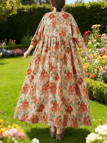Image of Oversized Dress for Women Flowy Boho Plus Size Dresses Floral Print