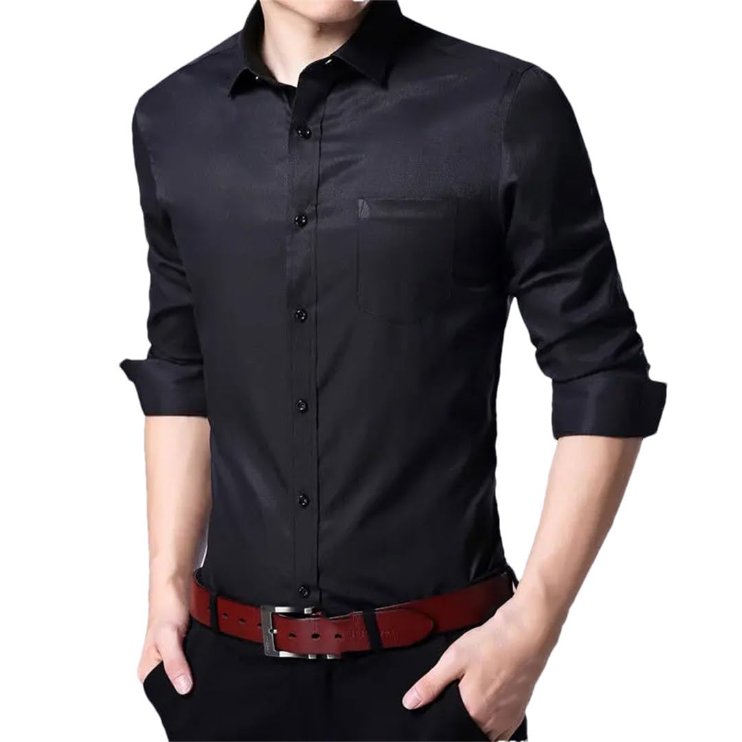 Yeuyyben Plus Large Size Slim Fit Mens Business Casual Camicia A Maniche Lunghe Maschile Sociale Camicia