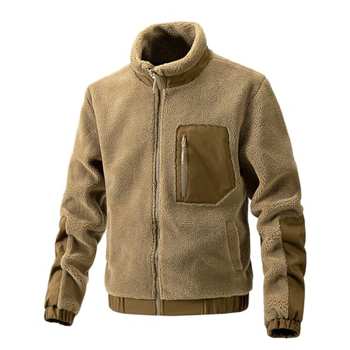NATHGAM Men's Fleece Jacket Tactical Full-Zip Winter Thermal Fuffy Coat Jackets Outdoor Fuzzy Fleece Outerwear Multi Pockets