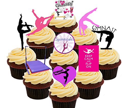 I Love Gymnastics Party Pack, Edible Cupcake Toppers - Stand-up Wafer Cake Decorations by Made4You Cover