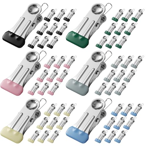 BREANIFULL 60 Stück Multifunktionale Rutschfeste Metallklammern Metall Klammern Grosse Stabil Wäscheklammern Edelstahl Handtuch und Badetuch Anti-Rutsch-Clips für Strandliegen Kleidung Socken Handtuch