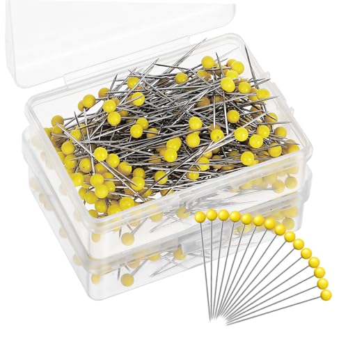 VILLCASE Quilters' Favorite 500 Pcs Long Quilting Pins Glass Bead Needles for Dressmaking Crafts