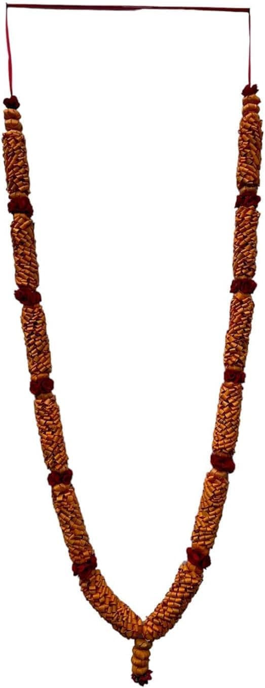 Rastra Mangal Store Sandalwood Processed Photo Frame Mala | Chandan Scented Wooden Chaal | Wooden Garland | Traditional Mala for God, Ancestors and Pitra, Pooja Room (42 Inch/105cm) (6 Ghar) Step 6