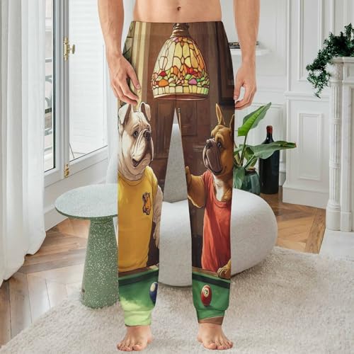 Dogs Playing Pool Billiard Men's Pajamas Pants Lightweight Sleep Lounge Pant Pjs Bottoms Casual Sleepwear2