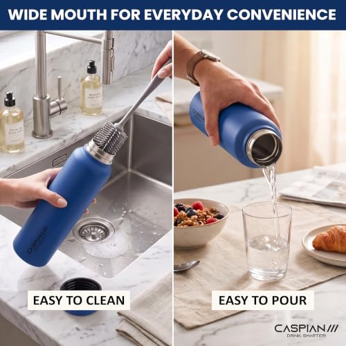 Image of CASPIAN / / / Astra Stainless Steel Water Bottle 1 litre (1000 ml) | Single Wall, Leakproof & BPA-Free | Reusable Metal Bottle for Fridge, Home, Office, Gym, School & Travel, Blueberry Blue, Pack of 1