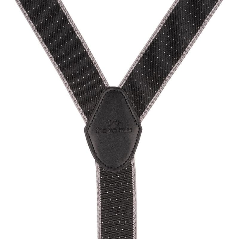 Image of The Tie Hub Suspenders for Men | Slim Clip-On Y-Back Elastic Braces | Adjustable 1.25 Inch | Formal Wedding Office