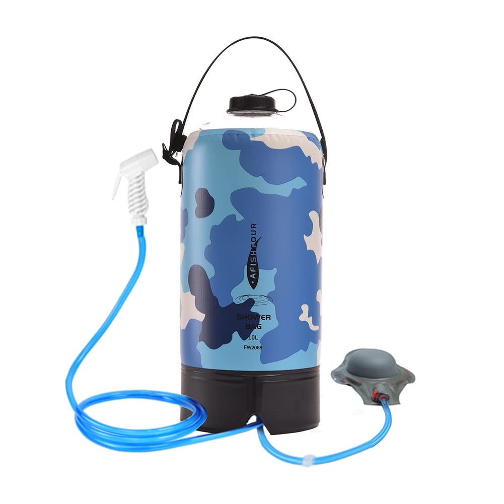 Solar Dusche Tasche, 10L Campingdusche Solardusche Gartendusche mit Pumpe und Handbrause, Camping Duschsack, Tragbare Solar Heizung Camping Dusche Tasche Set für Camping Wandern Strand Garten
