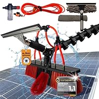 Profi Teleskop Waschbürste mit Teleskopstiel 4,9m wasserführend - Inkl. Dachrinnenreiniger & Fensterwischer - Teleskopstange für Photovoltaik Solar Anlagen & Wintergarten Reinigungsset