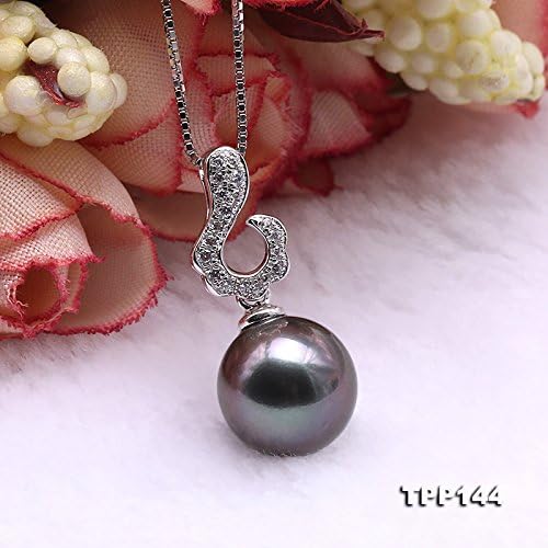 Miniatura 3 de JYX Pearl Colgante de perlas negras AAA 0.374 in redondo negro perla tahitiana colgante collar para mujer 18", Perla, Perla