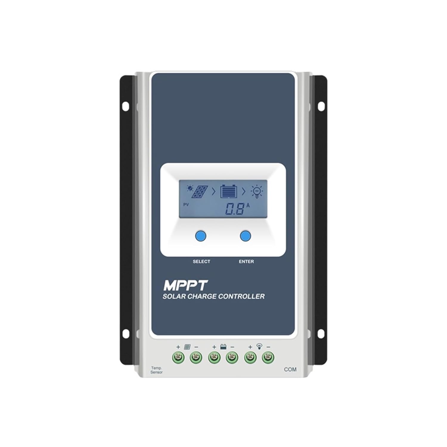 OUTFYT Solarregler 30A PWM – 12V/24V, HD-Bildschirm, 4 USB-Anschlüsse & Temperaturkompensation