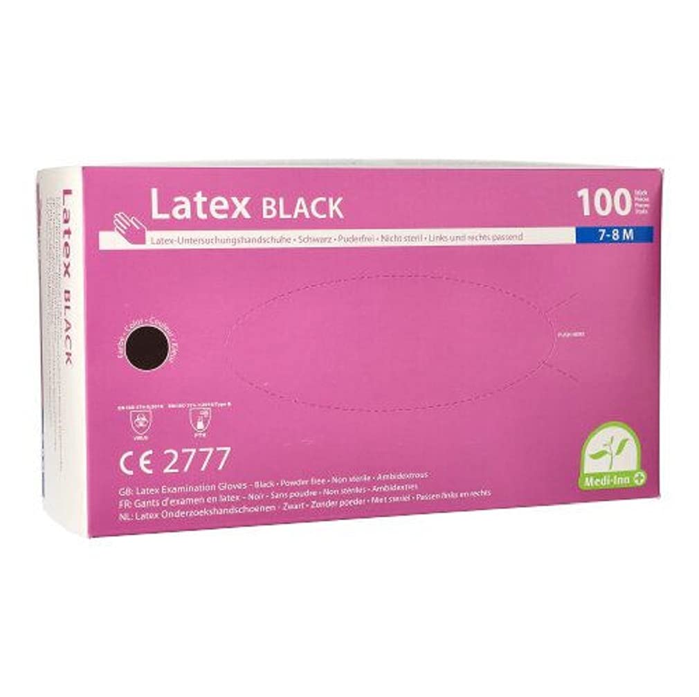 PAPSTAR Handschuhe, Latex puderfrei schwarz Größe M, chloriniert, mikrogeraut Einweghandschuhe-Laborhandschuhe. Menge: 1000 St