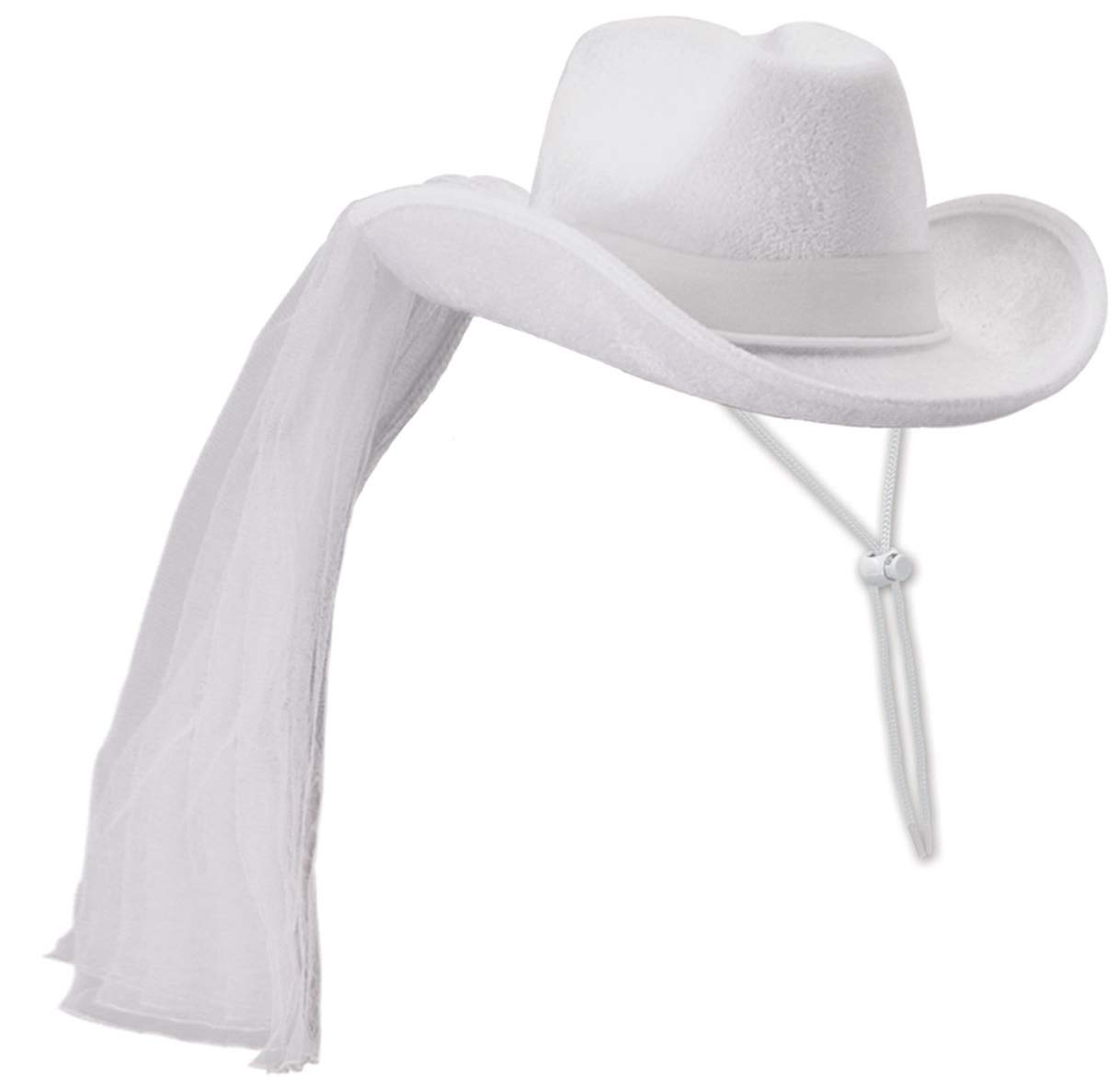 BeistleBeistle Western Bride’s Cowboy Hat & Veil – One Size Fits Most, Adjustable Chin Strap, Bachelorette Outfit for Bride, Bachelorette Veil for Bride, Novelty Bridal Shower Hat