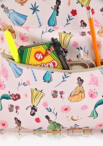 Image of Disney Princess Unisex Backpack | Large Cute PU Leather Travel Purse | Disney Princess Bag Accessory