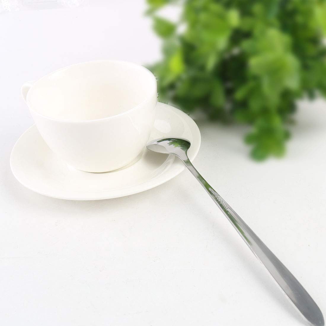 Uxcell 5-Pack Long Handle Spoons - 16cm Stainless Steel, Silver Tone, For Tea & Desserts 10 thumbnail image