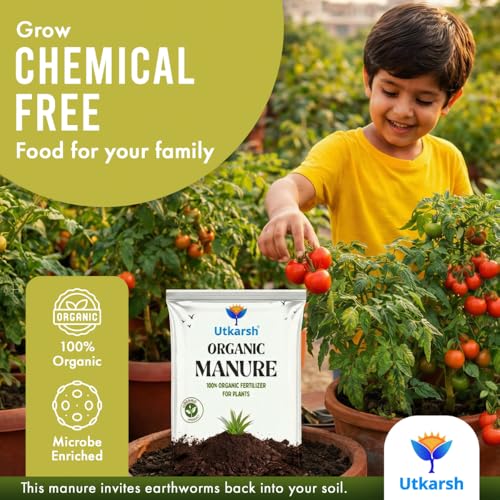 Image of Utkarsh Organic Manure for Potted Plants, Organic Fertilizer for Home Garden, Crops, & Nursery, Khaad for Flowers, Vegetables & Lawn (900 gm; Pack of 1)