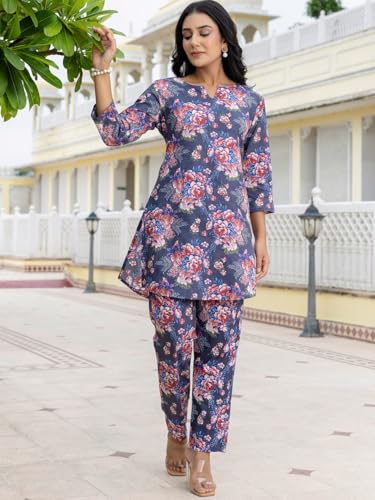 Image of feranoid Elegant V-Neck 3 /4 Sleeve Kurta & Pant Co-ord Set (S-XXL)