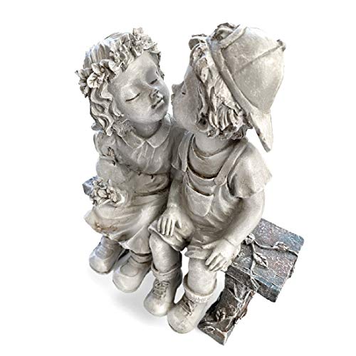 Lily’s Home First Kiss Resin Garden Statue, Little Girl and Boy Kissing