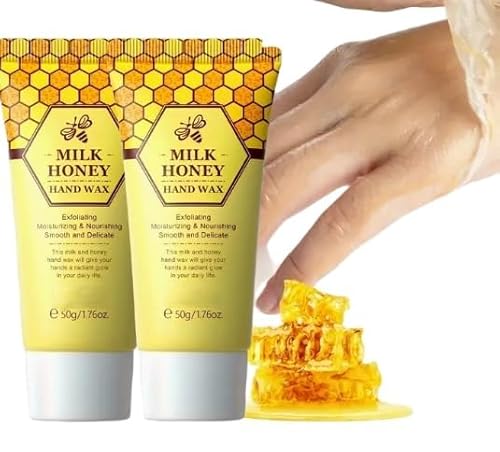Lot de 2 masques pour les mains, cire à décoller au miel au lait, masque exfoliant pour les mains et les pieds, sérum hydratant pour les mains craquelées, mains sèches et vieillissantes
