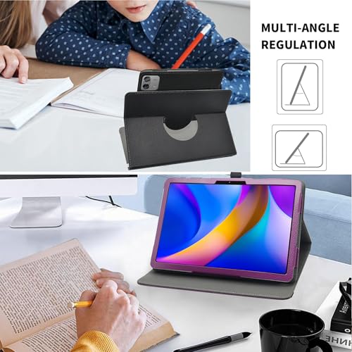 Kompatybilny z TECLAST Artpad Pro, obracany o 360° PU Skórzany pokrowiec na HUION Kamvas Slate 13, fioletowy