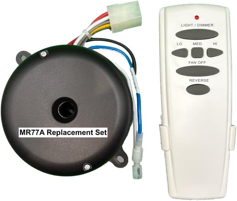 MR77A Replacement Ceiling Fan Remote Control Set for The Hampton Bay Altura Model 68". The new UC7301R-03 Receiver and UC7078T, White, Remote Control are Plug & Play.