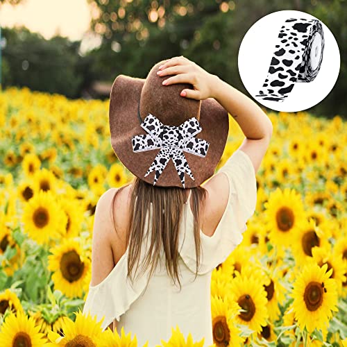 3 Rolls Cow Grosgrain Ribbon, 15 Yards Cow Print Ribbon Black And White Ribbon Animal Print Ribbon, Cow Spot Pattern Ribbon, Animal Print Ribbon For Wreath Bow Diy Crafts Party Celebration Decoration #TOP7