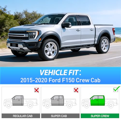 Image of Nilight in Channel Rain Guards for Ford F150 SuperCrew 2015-2020, 4PCS