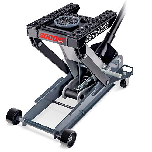 Image of Powerbuilt 3000 Pound Triple Lift Garage Jack, Heavy Duty Vehicle, Truck, Car, Motorcycle, Transmission Lift, 1.5 Ton Capacity, 620622