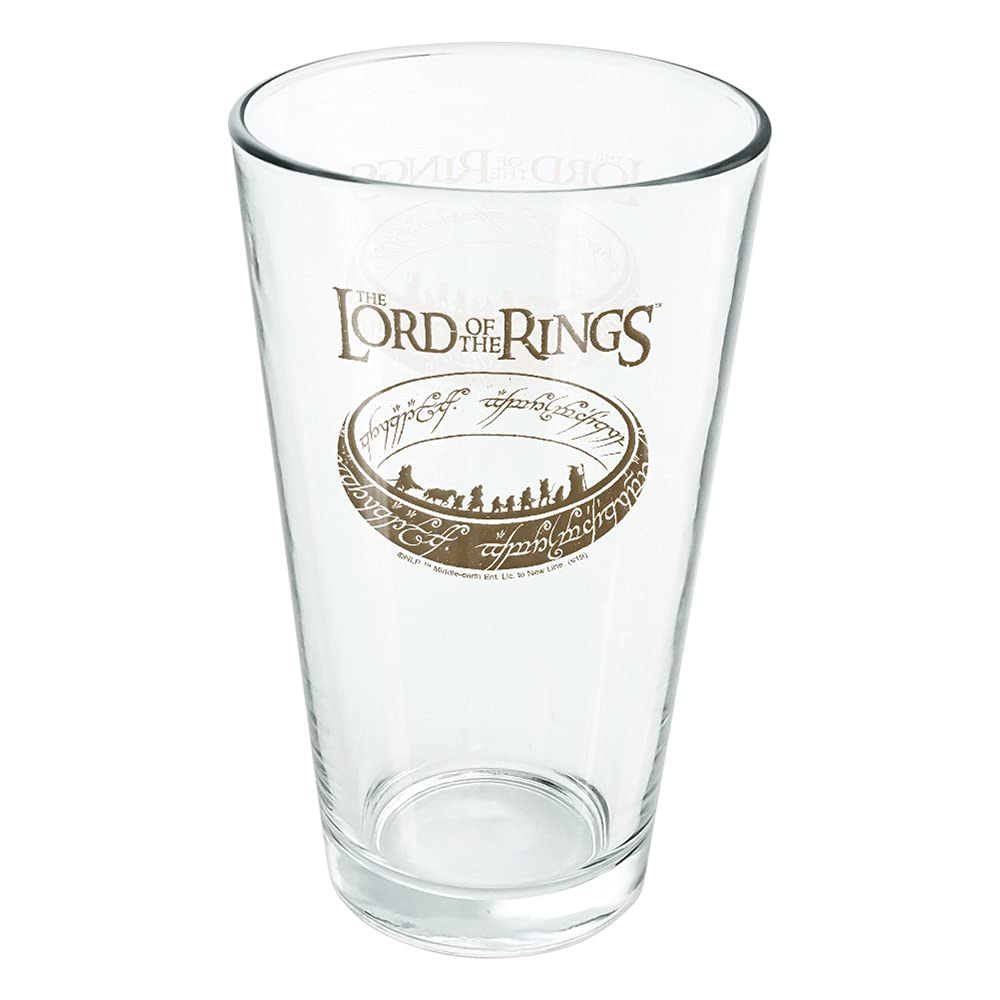 LOGOVISION The Lord Of The Rings The Journey 16 oz Pint Glass, Tempered Glass, Licensed Printed Design & A Perfect Fan Gift | Great for Cold Beverages, Soda, Water