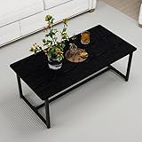 VERFARM 35.4' Rectangular Coffee Table for Living Room, Modern Industrial Style Coffee Table Center Table with Metal Frame for Small Space, Apartment, Office, Easy Assembly, Black