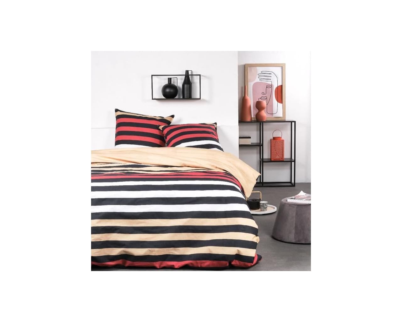 Parure de lit Sunshine 240x220 en coton supérieur TODAY au tissage imprimé rayé