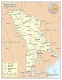Palmetto Posters 24x31 Laminated Poster: Large detailed political map of moldova with roads railroads major cities and airports
