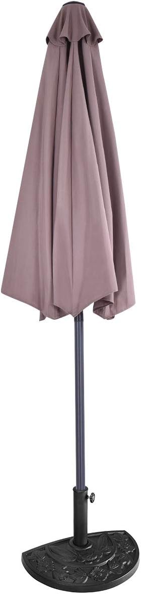 Tangkula 9 ft Half Round Outdoor Patio Umbrella, Market Umbrella with Crank and 5 ribs, Suitable for Café, Deck, Wall, Balcony, Window, Or Terrace (Tan)