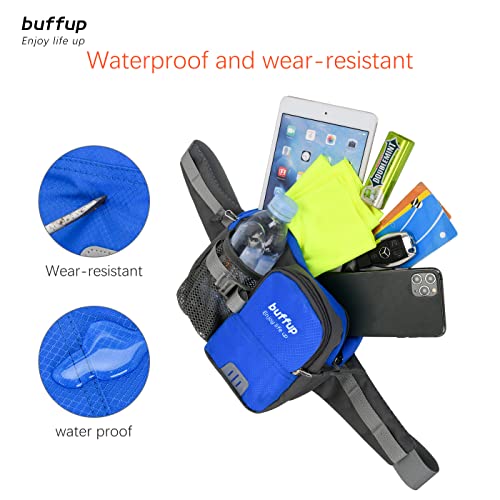 buffup® Heuptas, buiktas met flessenhouder, geschikt voor dames en heren, waterdicht, ademend, geschikt voor wandelen, kamperen, reizen, fietsen, blauw - Image 6