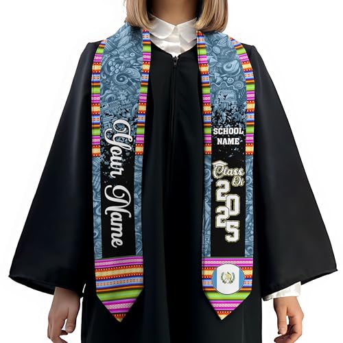 MonkeyVan Personalized Guatemalan Graduation Sash 2025,Custom Guatemala Flag Stole,Guatemala Graduation Stole Class of 2025 S187